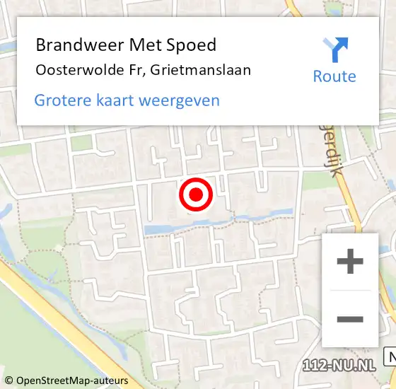 Locatie op kaart van de 112 melding: Brandweer Met Spoed Naar Oosterwolde Fr, Grietmanslaan op 23 december 2013 16:03
