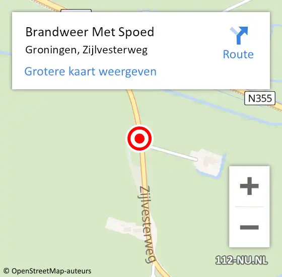 Locatie op kaart van de 112 melding: Brandweer Met Spoed Naar Groningen, Zijlvesterweg op 7 augustus 2016 09:03