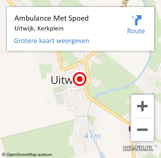 Locatie op kaart van de 112 melding: Ambulance Met Spoed Naar Uitwijk, Kerkplein op 7 augustus 2016 09:43