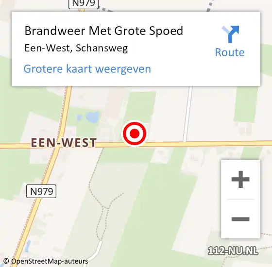 Locatie op kaart van de 112 melding: Brandweer Met Grote Spoed Naar Een-West, Schansweg op 7 augustus 2016 09:44