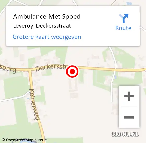 Locatie op kaart van de 112 melding: Ambulance Met Spoed Naar Leveroy, Deckersstraat op 7 augustus 2016 09:45