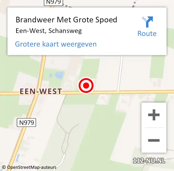 Locatie op kaart van de 112 melding: Brandweer Met Grote Spoed Naar Een-West, Schansweg op 7 augustus 2016 09:57