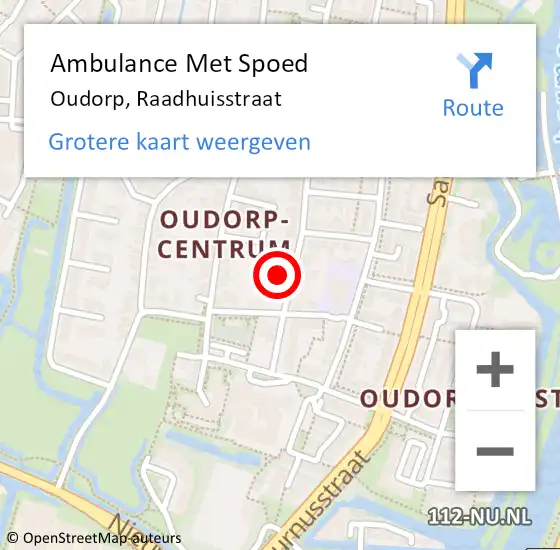 Locatie op kaart van de 112 melding: Ambulance Met Spoed Naar Oudorp, Raadhuisstraat op 7 augustus 2016 10:09