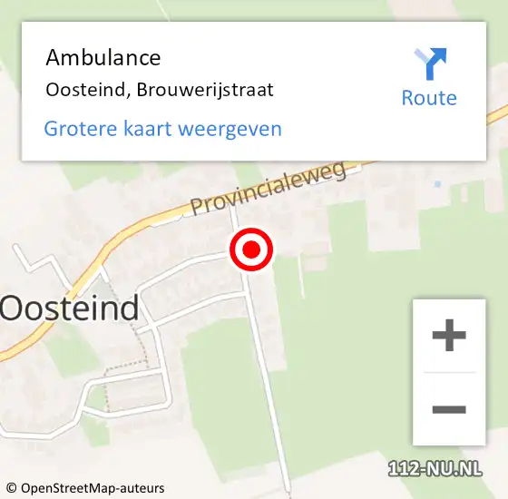 Locatie op kaart van de 112 melding: Ambulance Oosteind, Brouwerijstraat op 7 augustus 2016 11:07