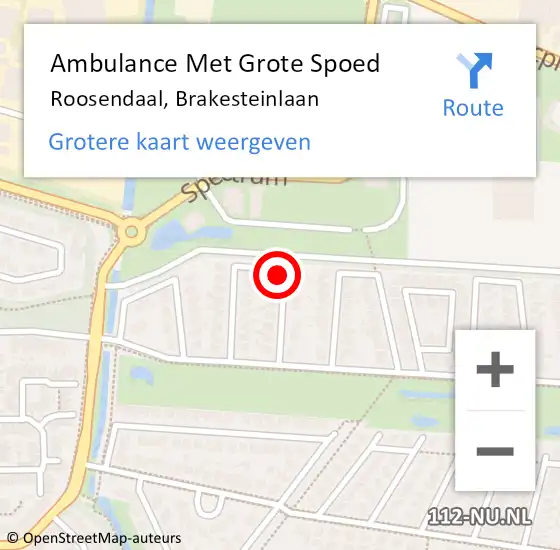 Locatie op kaart van de 112 melding: Ambulance Met Grote Spoed Naar Roosendaal, Brakesteinlaan op 7 augustus 2016 11:38