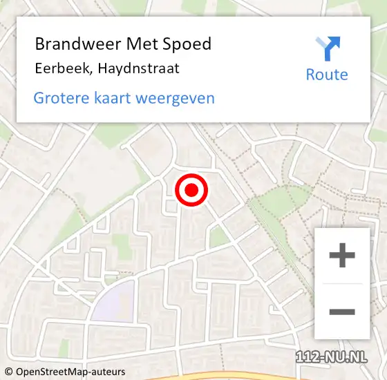 Locatie op kaart van de 112 melding: Brandweer Met Spoed Naar Eerbeek, Haydnstraat op 7 augustus 2016 11:55