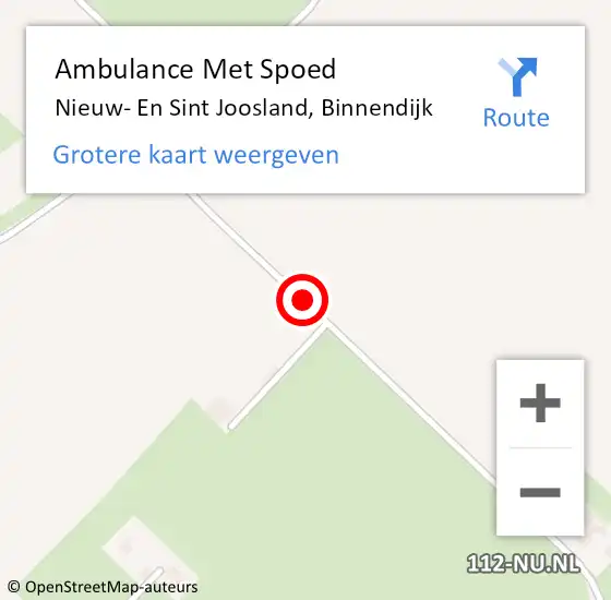 Locatie op kaart van de 112 melding: Ambulance Met Spoed Naar Nieuw- En Sint Joosland, Binnendijk op 7 augustus 2016 12:27