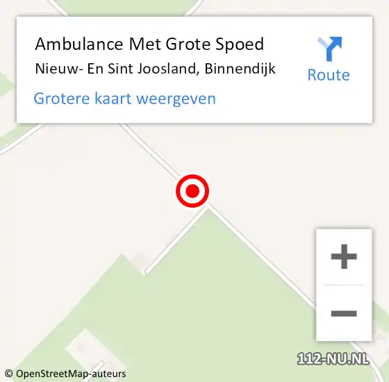 Locatie op kaart van de 112 melding: Ambulance Met Grote Spoed Naar Nieuw- En Sint Joosland, Binnendijk op 7 augustus 2016 12:29