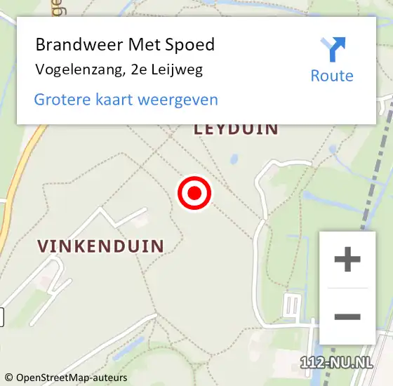 Locatie op kaart van de 112 melding: Brandweer Met Spoed Naar Vogelenzang, 2e Leijweg op 7 augustus 2016 13:11