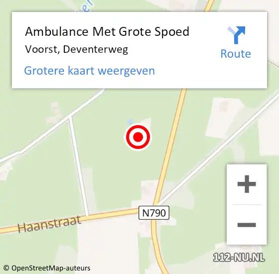 Locatie op kaart van de 112 melding: Ambulance Met Grote Spoed Naar Voorst, Deventerweg op 7 augustus 2016 13:48