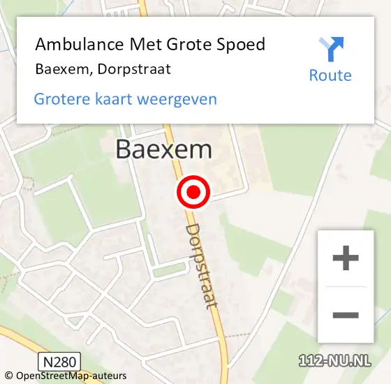 Locatie op kaart van de 112 melding: Ambulance Met Grote Spoed Naar Baexem, Dorpstraat op 7 augustus 2016 13:53