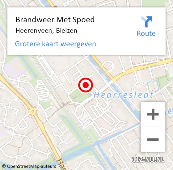 Locatie op kaart van de 112 melding: Brandweer Met Spoed Naar Heerenveen, Bielzen op 7 augustus 2016 16:26