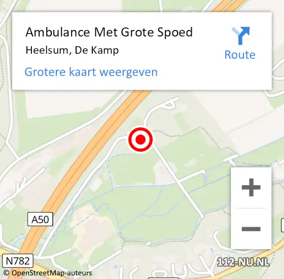 Locatie op kaart van de 112 melding: Ambulance Met Grote Spoed Naar Heelsum, De Kamp op 23 december 2013 16:37