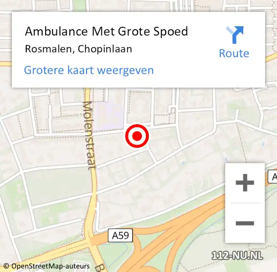 Locatie op kaart van de 112 melding: Ambulance Met Grote Spoed Naar Rosmalen, Chopinlaan op 7 augustus 2016 17:05