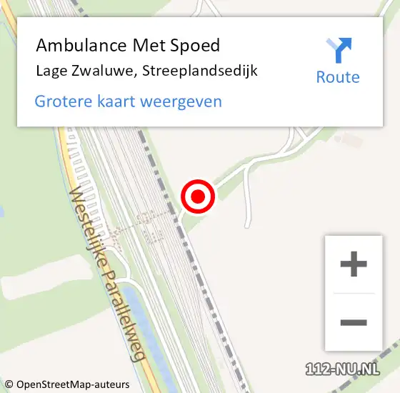 Locatie op kaart van de 112 melding: Ambulance Met Spoed Naar Lage Zwaluwe, Streeplandsedijk op 7 augustus 2016 17:14