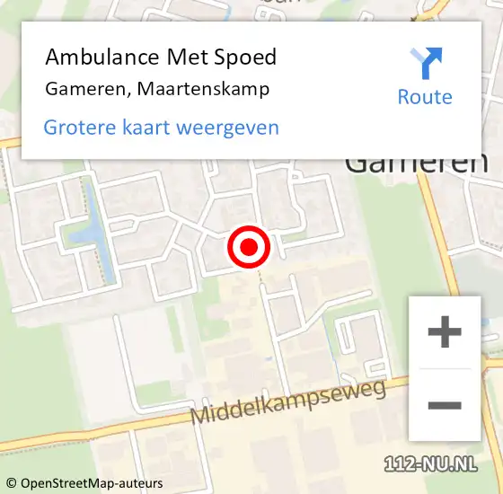 Locatie op kaart van de 112 melding: Ambulance Met Spoed Naar Gameren, Maartenskamp op 7 augustus 2016 18:22