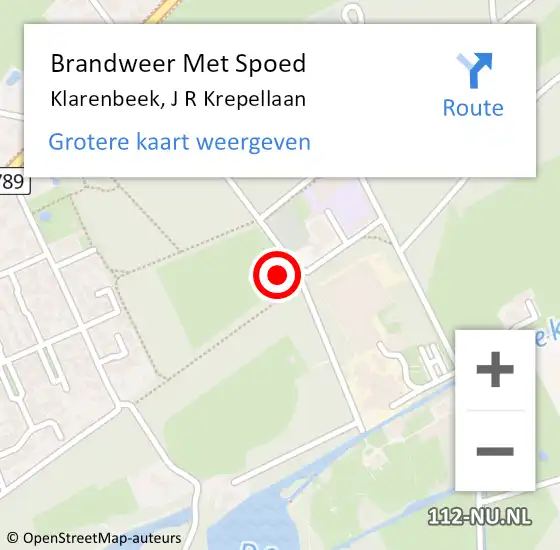 Locatie op kaart van de 112 melding: Brandweer Met Spoed Naar Klarenbeek, J R Krepellaan op 7 augustus 2016 20:31