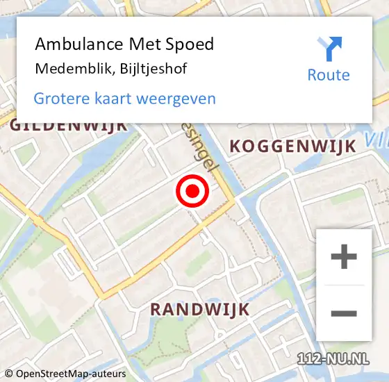 Locatie op kaart van de 112 melding: Ambulance Met Spoed Naar Medemblik, Bijltjeshof op 7 augustus 2016 20:35