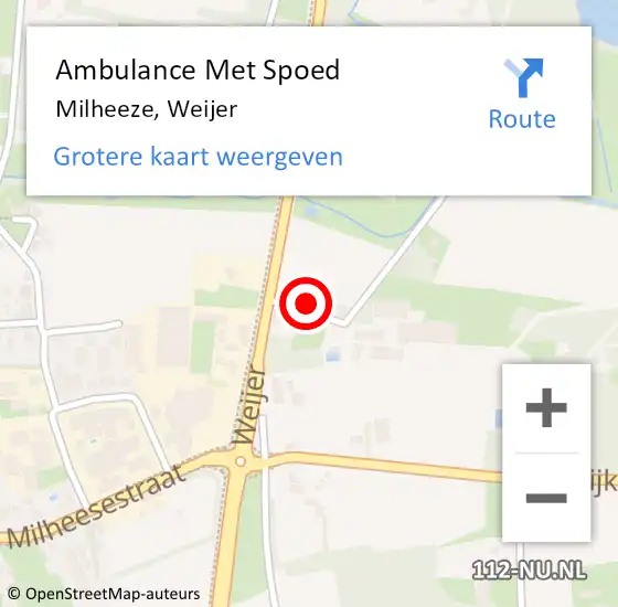 Locatie op kaart van de 112 melding: Ambulance Met Spoed Naar Milheeze, Weijer op 7 augustus 2016 22:57