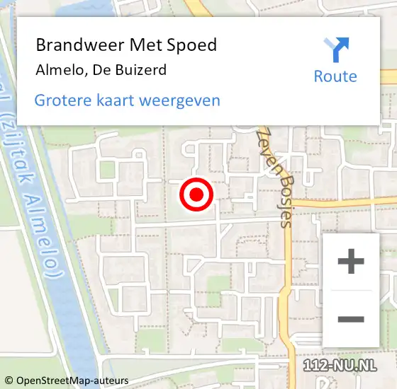 Locatie op kaart van de 112 melding: Brandweer Met Spoed Naar Almelo, De Buizerd op 7 augustus 2016 23:02