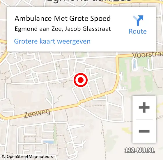 Locatie op kaart van de 112 melding: Ambulance Met Grote Spoed Naar Egmond aan Zee, Jacob Glasstraat op 23 december 2013 17:05