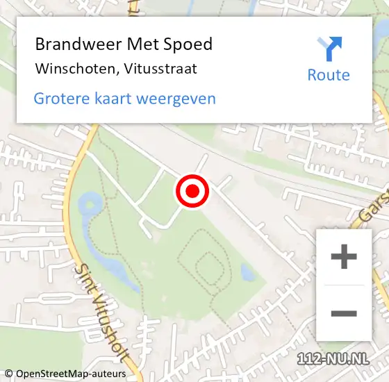 Locatie op kaart van de 112 melding: Brandweer Met Spoed Naar Winschoten, Vitusstraat op 7 augustus 2016 23:34