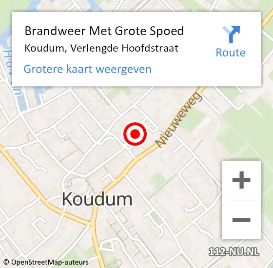 Locatie op kaart van de 112 melding: Brandweer Met Grote Spoed Naar Koudum, Verlengde Hoofdstraat op 8 augustus 2016 01:48