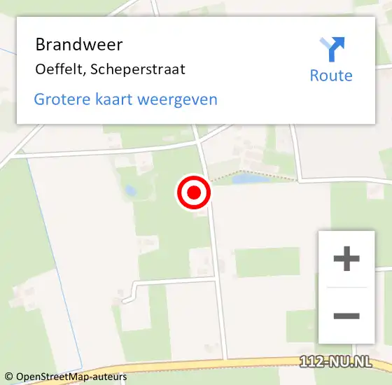 Locatie op kaart van de 112 melding: Brandweer Oeffelt, Scheperstraat op 8 augustus 2016 02:19