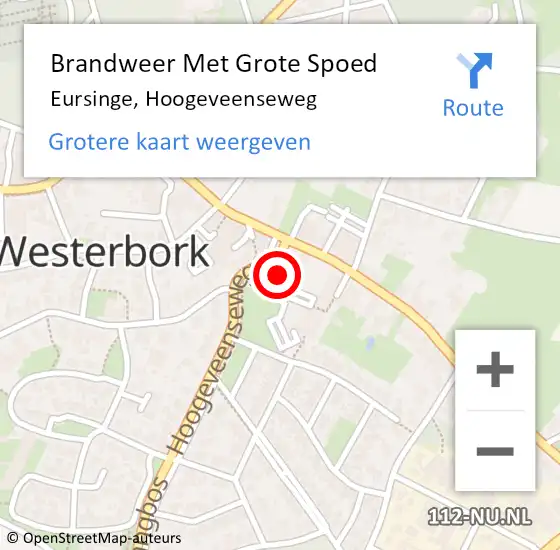 Locatie op kaart van de 112 melding: Brandweer Met Grote Spoed Naar Eursinge, Hoogeveenseweg op 8 augustus 2016 05:24