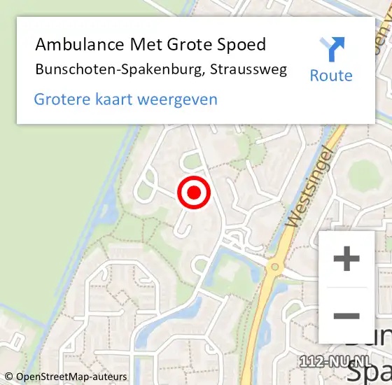 Locatie op kaart van de 112 melding: Ambulance Met Grote Spoed Naar Bunschoten-Spakenburg, Straussweg op 8 augustus 2016 07:13