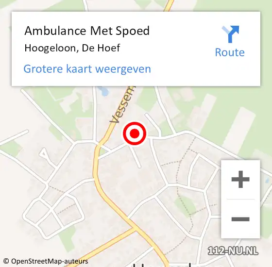 Locatie op kaart van de 112 melding: Ambulance Met Spoed Naar Hoogeloon, De Hoef op 8 augustus 2016 07:39