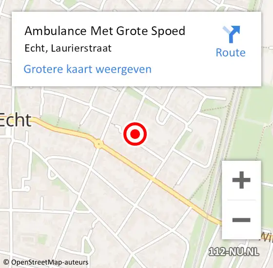 Locatie op kaart van de 112 melding: Ambulance Met Grote Spoed Naar Echt, Laurierstraat op 8 augustus 2016 08:55