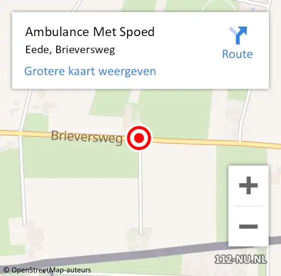 Locatie op kaart van de 112 melding: Ambulance Met Spoed Naar Eede, Brieversweg op 8 augustus 2016 08:58