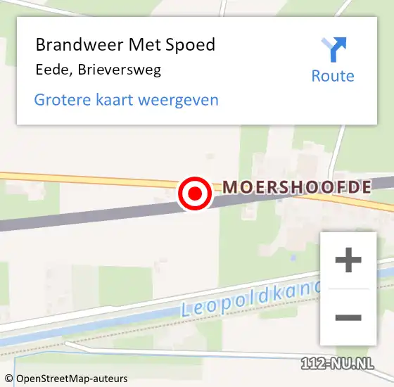 Locatie op kaart van de 112 melding: Brandweer Met Spoed Naar Eede, Brieversweg op 8 augustus 2016 09:25