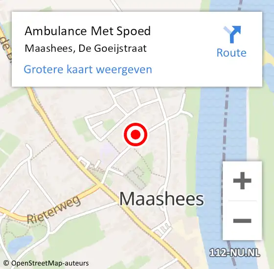 Locatie op kaart van de 112 melding: Ambulance Met Spoed Naar Maashees, De Goeijstraat op 8 augustus 2016 10:06