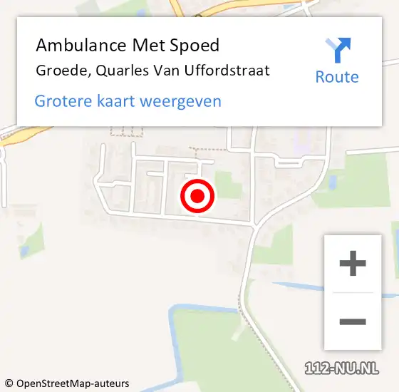 Locatie op kaart van de 112 melding: Ambulance Met Spoed Naar Groede, Quarles Van Uffordstraat op 8 augustus 2016 10:14