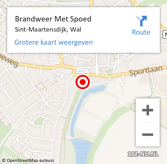 Locatie op kaart van de 112 melding: Brandweer Met Spoed Naar Sint-Maartensdijk, Wal op 8 augustus 2016 10:24