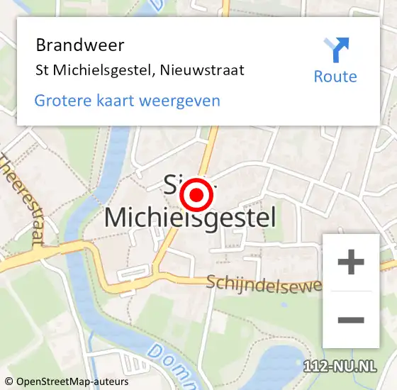 Locatie op kaart van de 112 melding: Brandweer St Michielsgestel, Nieuwstraat op 8 augustus 2016 11:24