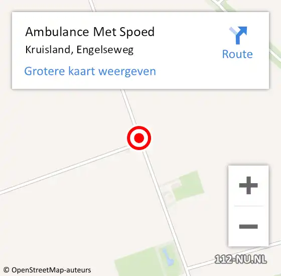 Locatie op kaart van de 112 melding: Ambulance Met Spoed Naar Kruisland, Engelseweg op 8 augustus 2016 11:44
