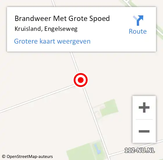 Locatie op kaart van de 112 melding: Brandweer Met Grote Spoed Naar Kruisland, Engelseweg op 8 augustus 2016 11:46