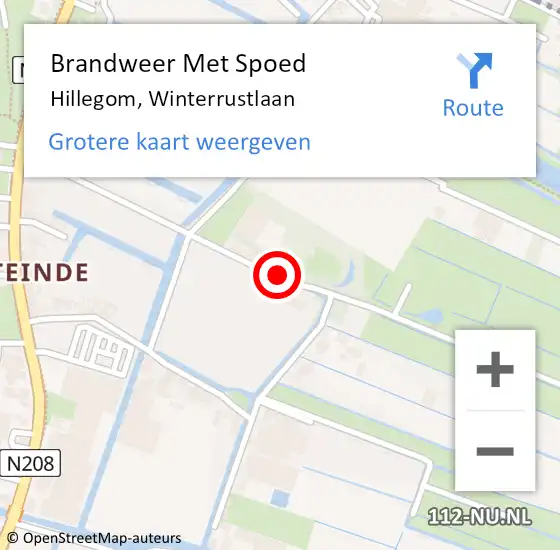 Locatie op kaart van de 112 melding: Brandweer Met Spoed Naar Hillegom, Winterrustlaan op 8 augustus 2016 12:36