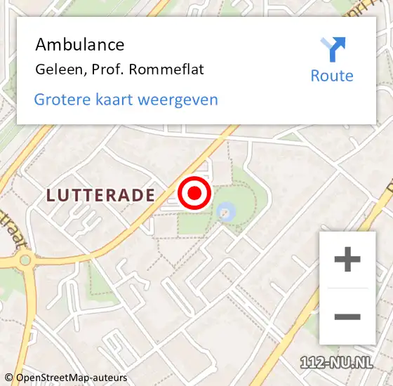 Locatie op kaart van de 112 melding: Ambulance Geleen, Prof. Rommeflat op 23 december 2013 17:56