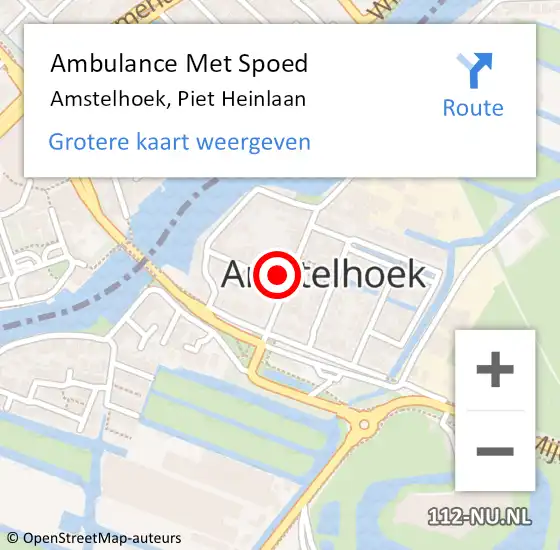 Locatie op kaart van de 112 melding: Ambulance Met Spoed Naar Amstelhoek, Piet Heinlaan op 8 augustus 2016 13:30