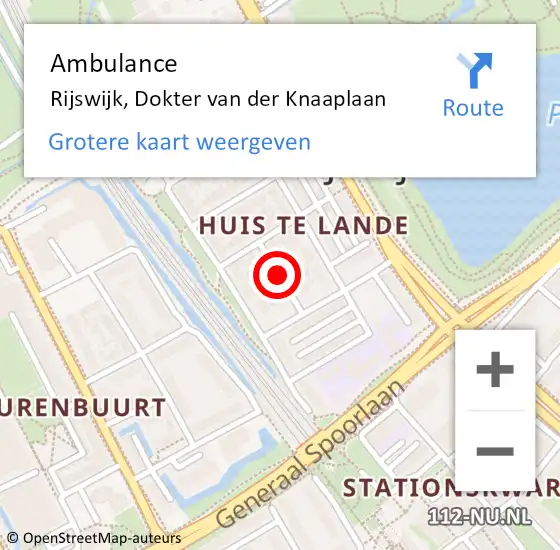 Locatie op kaart van de 112 melding: Ambulance Rijswijk, Dokter van der Knaaplaan op 8 augustus 2016 13:45