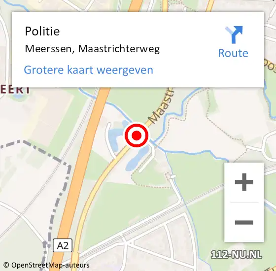 Locatie op kaart van de 112 melding: Politie Meerssen, Maastrichterweg op 8 augustus 2016 13:49