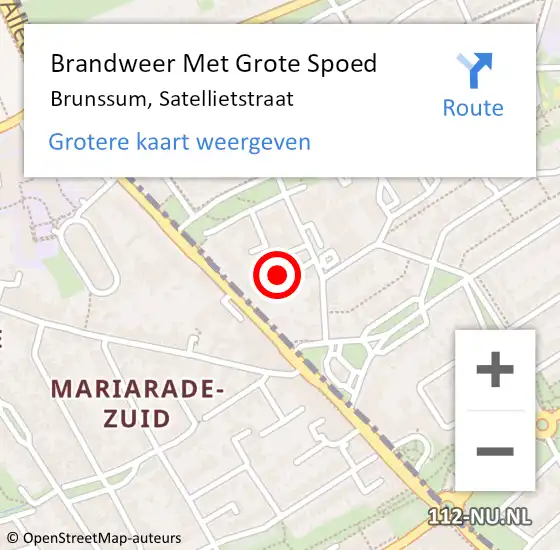 Locatie op kaart van de 112 melding: Brandweer Met Grote Spoed Naar Brunssum, Satellietstraat op 8 augustus 2016 14:16