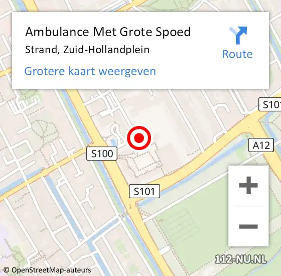 Locatie op kaart van de 112 melding: Ambulance Met Grote Spoed Naar Strand, Zuid-Hollandplein op 8 augustus 2016 14:30