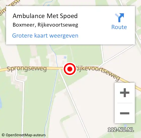 Locatie op kaart van de 112 melding: Ambulance Met Spoed Naar Rijkevoort, Sprongseweg op 8 augustus 2016 14:50