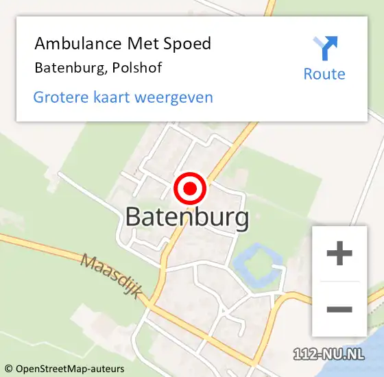 Locatie op kaart van de 112 melding: Ambulance Met Spoed Naar Batenburg, Polshof op 8 augustus 2016 14:55