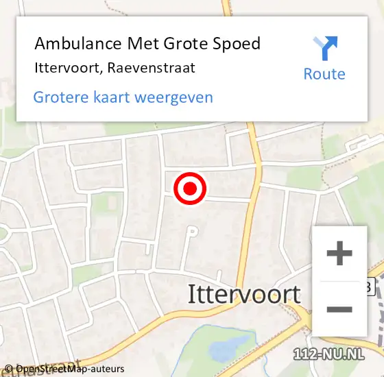 Locatie op kaart van de 112 melding: Ambulance Met Grote Spoed Naar Ittervoort, Raevenstraat op 8 augustus 2016 14:56